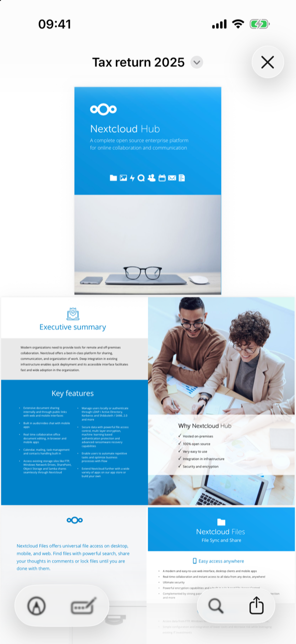 Plume on iPhone: a PDF opened with Quick Look